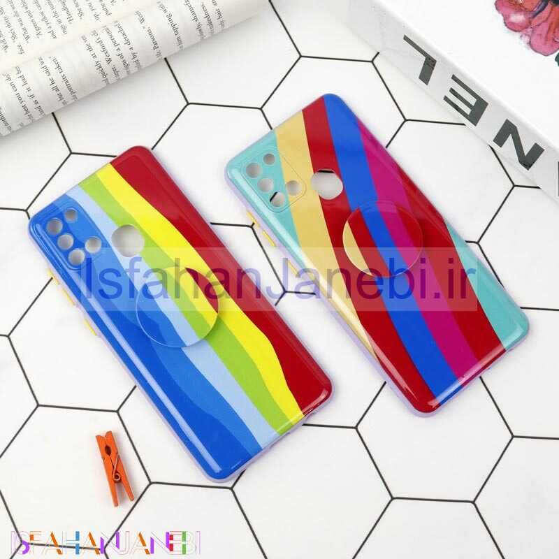 اصفهان جانبی-قاب محافظ لنزدار رنگین کمانی پاپ سوکت دار سامسونگ A21s