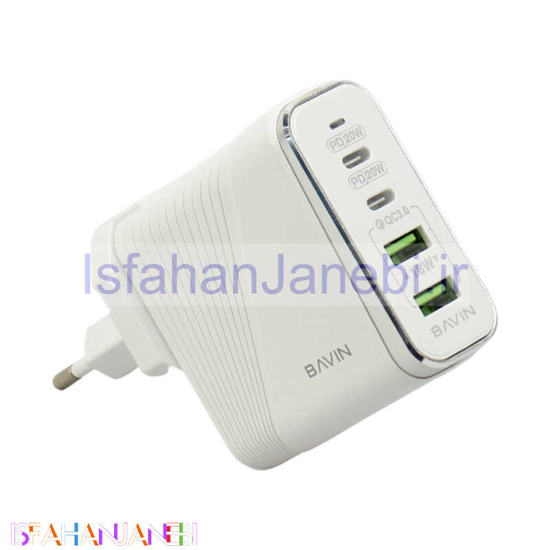 اصفهان جانبی-کلگی فست شارژ Bavin PC522Y-PD 4Port 3A QC3 PD 40W