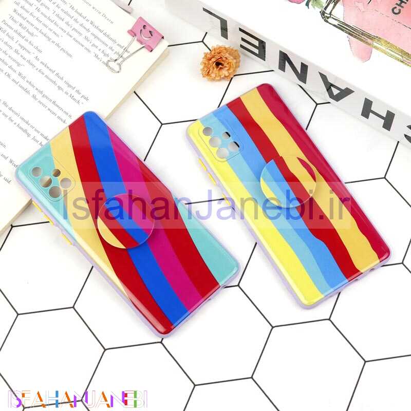 اصفهان جانبی-قاب محافظ لنزدار رنگین کمانی پاپ سوکت دار سامسونگ A71