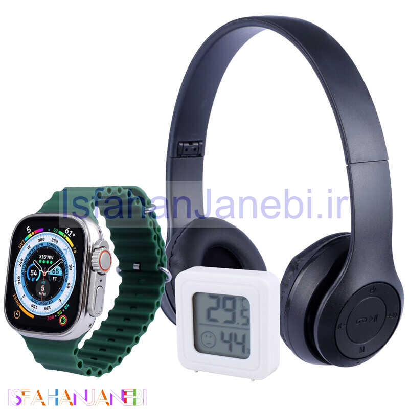 اصفهان جانبی-پکیج ساعت هوشمند و هدفون و دماسنج Ultra 2 TK705 49mm