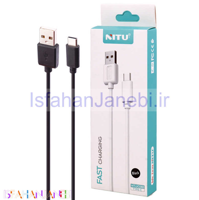 اصفهان جانبی-کابل تایپ سی فست شارژ Nitu NT-UC080 2.4A 1m