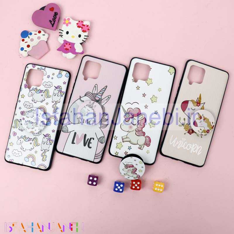 اصفهان جانبی-قاب فانتزی برجسته + پاپ سوکت طرح یونیکورن سامسونگ Samsung Galaxy A42 5G سری D