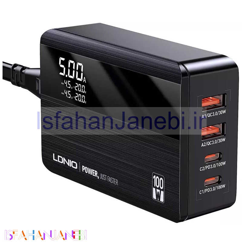 اصفهان جانبی-شارژر دیواری 100 وات الدینیو A4809C GaN QC4.0+ PD3.0 5A