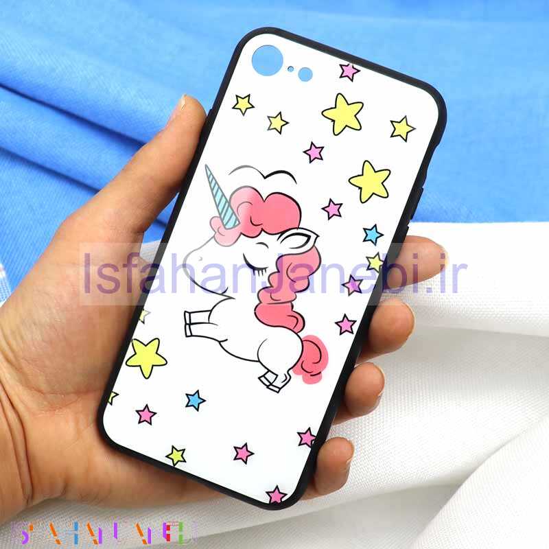 اصفهان جانبی-قاب پشت گلسی طرح یونیکورن iPhone 7/8