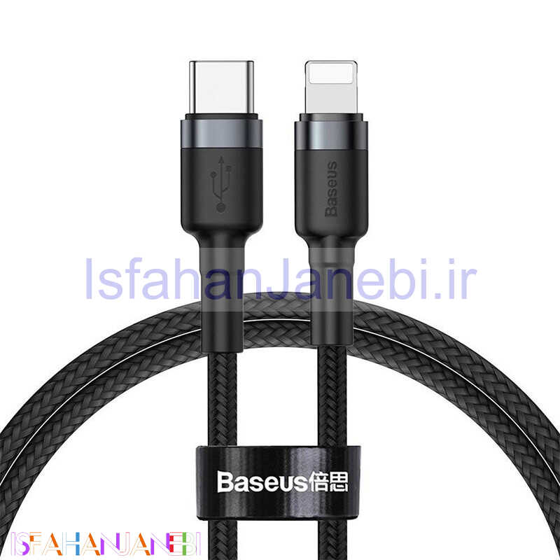 اصفهان جانبی-کابل تبدیل فست شارژ Baseus CATLKLF-G1 Type-C to Lightning 2.4A PD 20W 1m