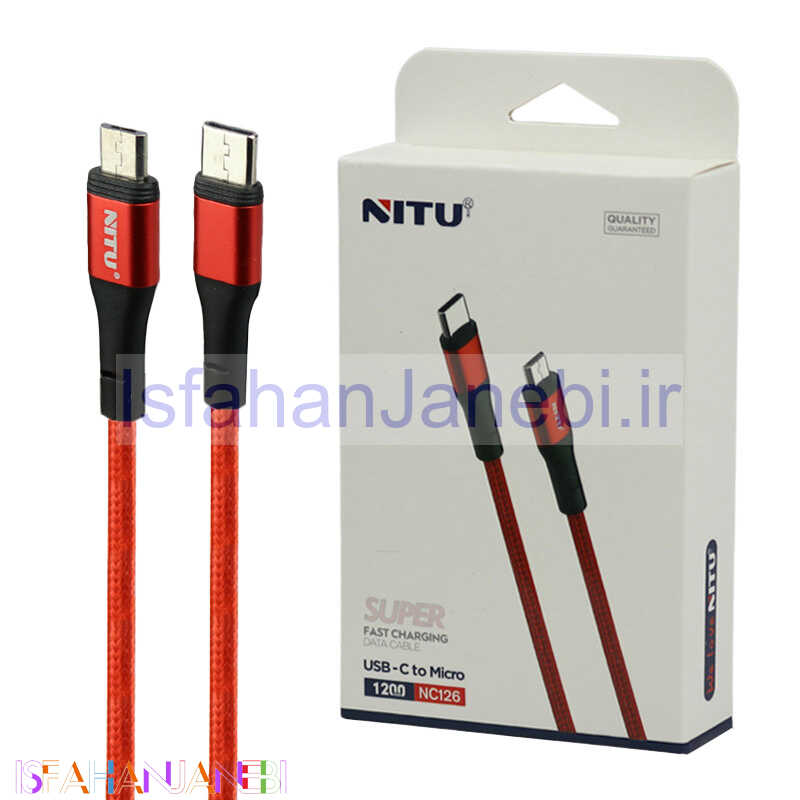 اصفهان جانبی-کابل تبدیل فست شارژ Nitu NC126 Type-C to MicroUSB 2.4A 1.2m