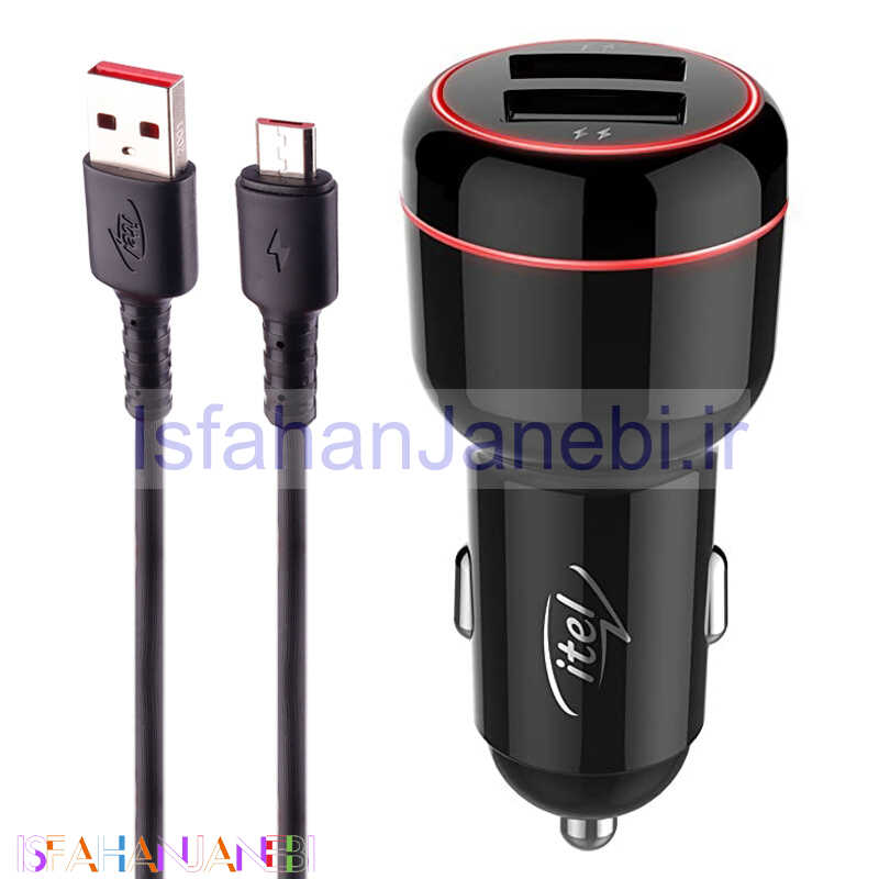 اصفهان جانبی-شارژر فندکی فست شارژ Itel ICC-11M 3.4A 17W + کابل میکرو یو اس بی