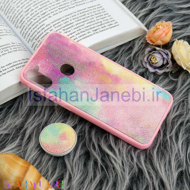 اصفهان جانبی-قاب چرمی هولوگرامی پاپ سوکت دار Samsung Galaxy A11 صورتی
