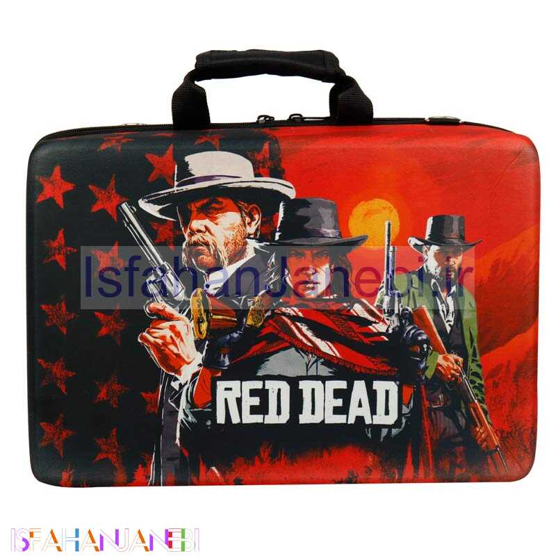 اصفهان جانبی-کیف کنسول بازی PS5 طرح Red Dead Redemption زمینه قرمز
