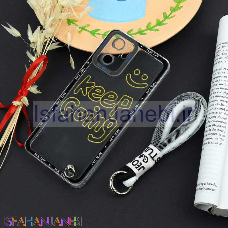 اصفهان جانبی-قاب طرحدار Keep Going محافظ لنزدار + بند آویز لنیارد Xiaomi Redmi Note 10