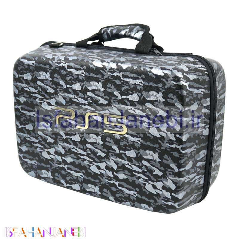 اصفهان جانبی-کیف کنسول بازی PS5 چرمی چریکی مشکی نقره ای