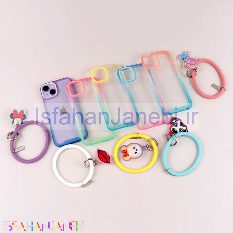 اصفهان جانبی-قاب PC شفاف دو رنگ + بند آویز iPhone 14