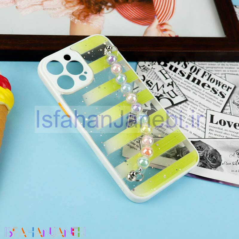 اصفهان جانبی-قاب فانتزی بند مرواریدی محافظ لنزدار iPhone 13 Pro Max