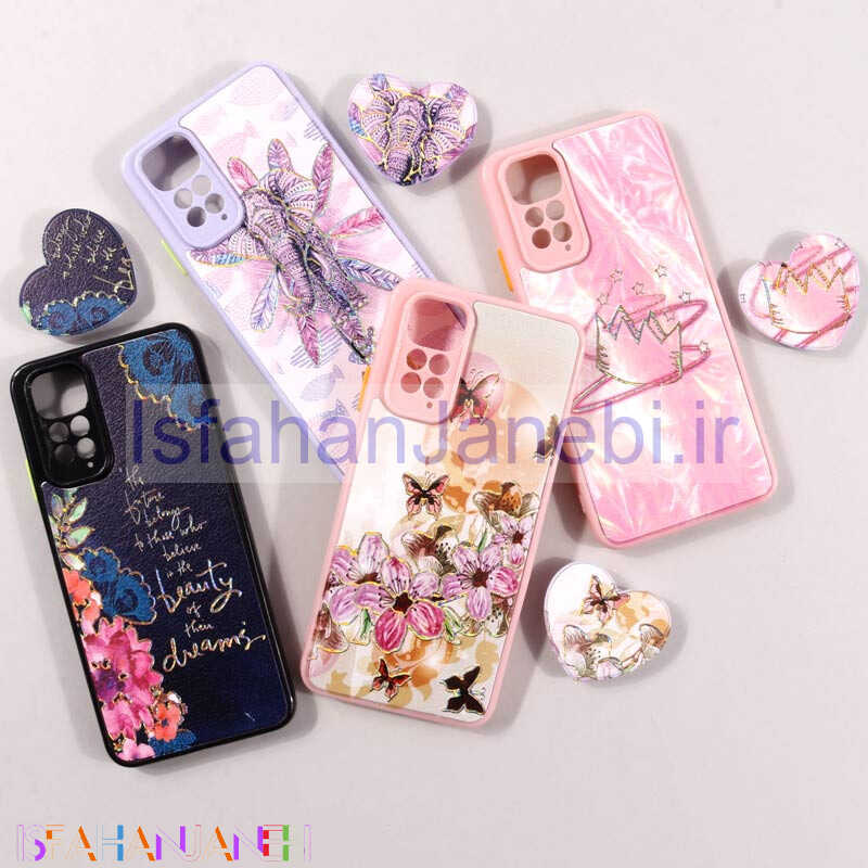 اصفهان جانبی-قاب طرحدار محافظ لنزدار + پاپ سوکت قلبی Xiaomi Redmi Note 11 / 11s