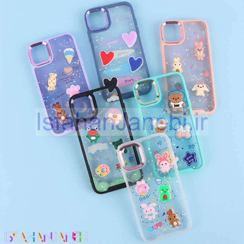 اصفهان جانبی-قاب شفاف شاینی متال ایرون عروسک برجسته iPhone 11