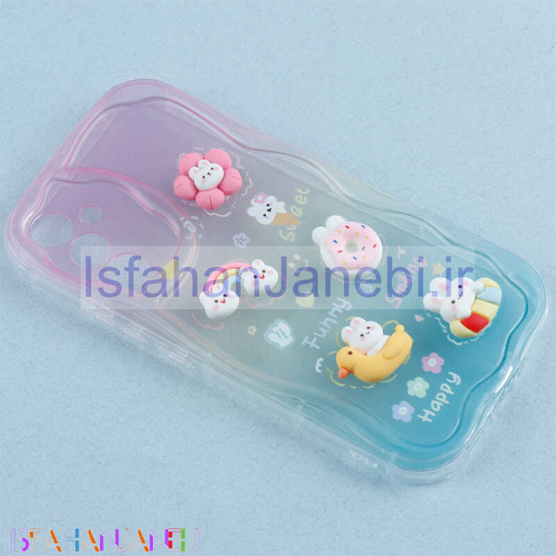 اصفهان جانبی-قاب رنگی عروسک برجسته محافظ لنزدار Samsung Galaxy A34