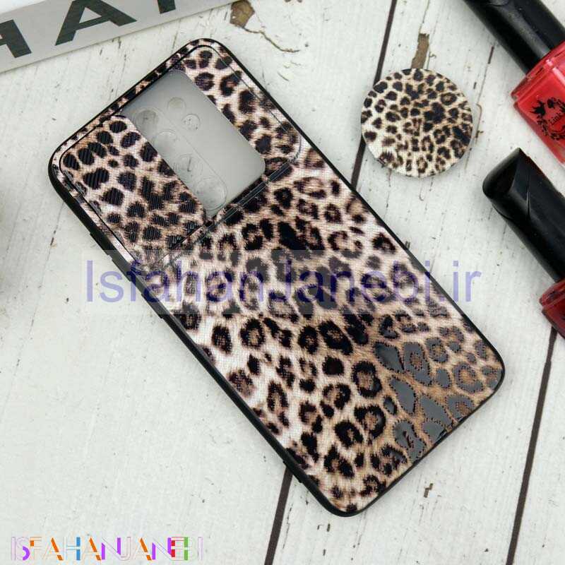 اصفهان جانبی-قاب طرحدار محافظ لنزدار کشویی + پاپ سوکت طرح پلنگی شیائومی Redmi Note 8 Pro سری B