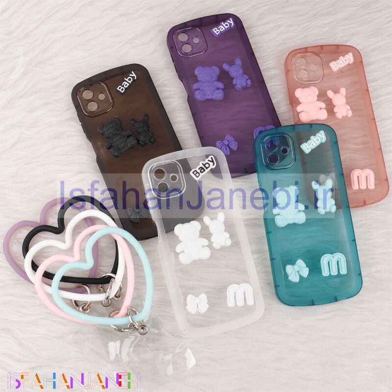 اصفهان جانبی-قاب برجسته عروسکی محافظ لنزدار + آویز قلبی Samsung Galaxy A04