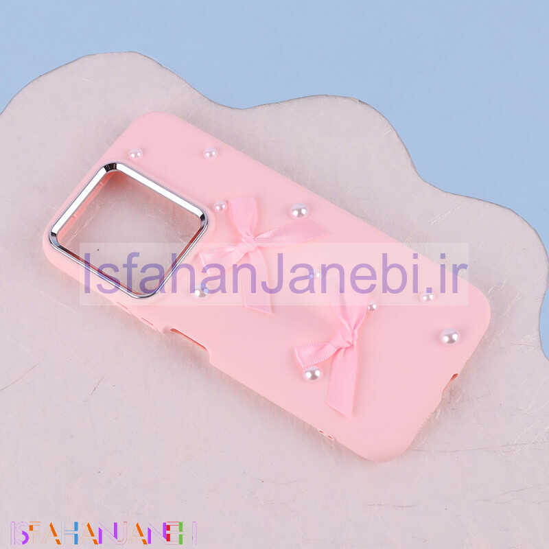 اصفهان جانبی-قاب سیلیکونی شیائومی Redmi 13C / Poco C65 پاپیونی مرواریدی دور محافظ متال