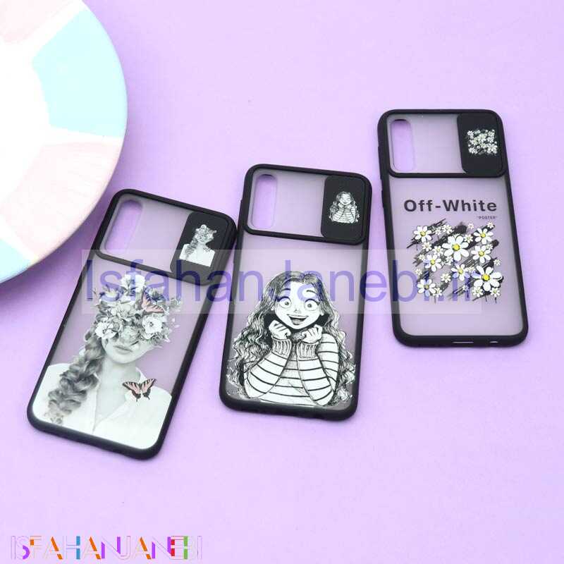 اصفهان جانبی-قاب محافظ لنز دار کشویی طرحدار مشکی Samsung A30s / A50s