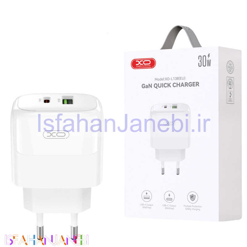 اصفهان جانبی-شارژر دیواری 30 وات ایکس او XO-L138 GaN PD 3A