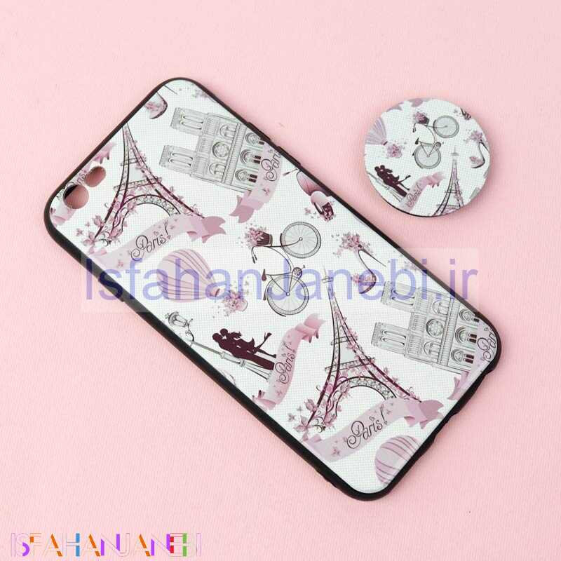 اصفهان جانبی-قاب فانتزی برجسته + پاپ سوکت طرح ایفل iPhone 6/6s سری D