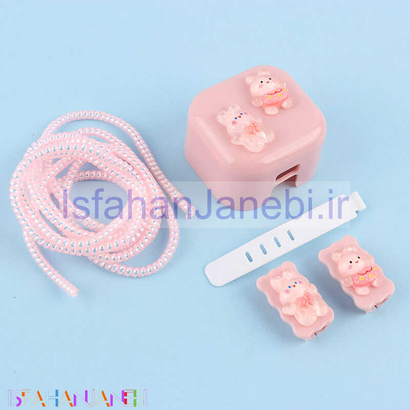 اصفهان جانبی-ست محافظ کابل و کلگی شارژر آیفون طرح خرگوش فانتزی