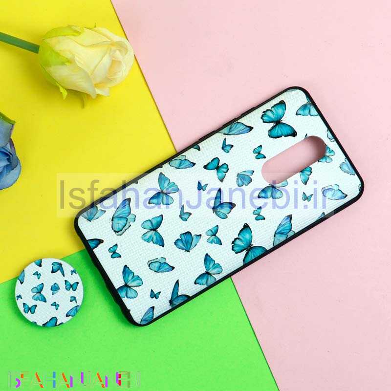 اصفهان جانبی-قاب فانتزی برجسته + پاپ سوکت طرح پروانه شیائومی Redmi 8 سری D