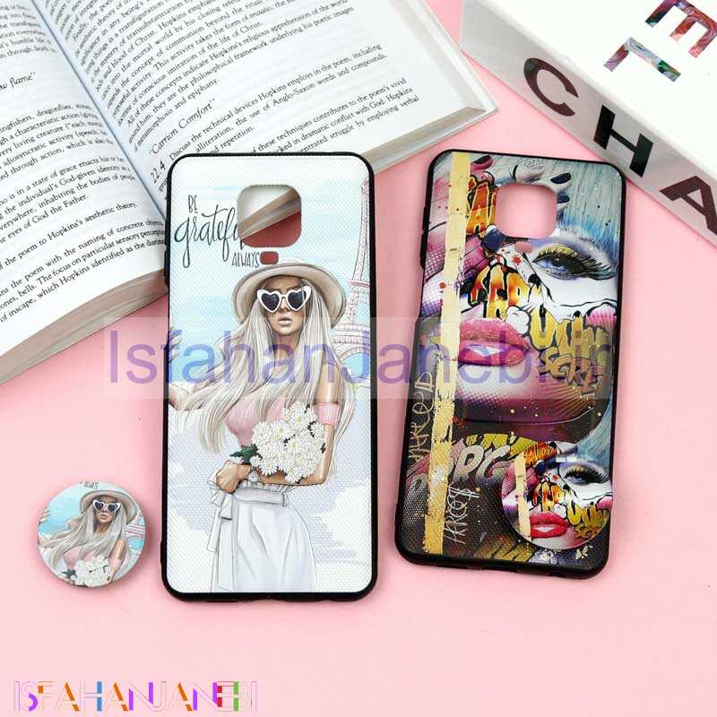 اصفهان جانبی-قاب فانتزی برجسته + پاپ سوکت طرح دختر Xiaomi Redmi Note 9 Pro / 9s سری F