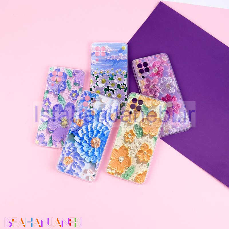 اصفهان جانبی-قاب ژله ای طرحدار گل برجسته محافظ لنزدار Samsung Galaxy A22 4G