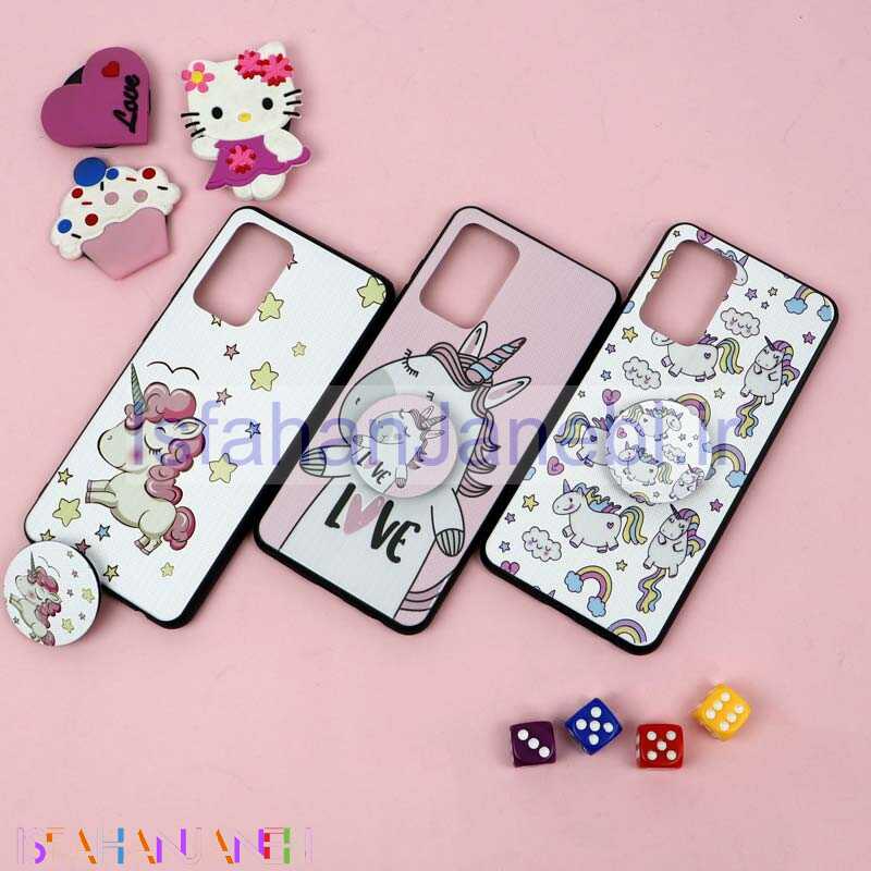 اصفهان جانبی-قاب فانتزی برجسته + پاپ سوکت طرح یونیکورن سامسونگ A52 سری D