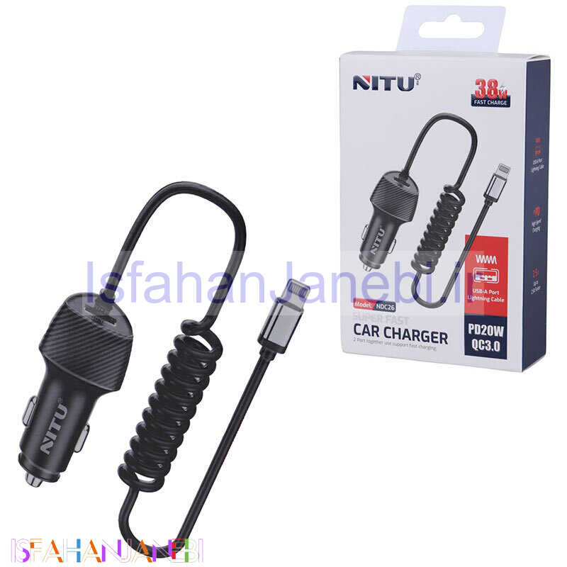 اصفهان جانبی-شارژر فندکی فست شارژ Nitu NDC26 3A QC3.0 PD 20W