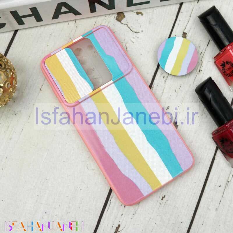 اصفهان جانبی-قاب طرحدار محافظ لنزدار کشویی + پاپ سوکت طرح رنگین کمان شیائومی Redmi Note 8 Pro سری B