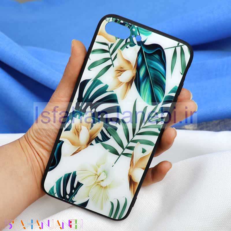 اصفهان جانبی-قاب پشت گلسی طرح برگ iPhone 7 Plus / 8 Plus