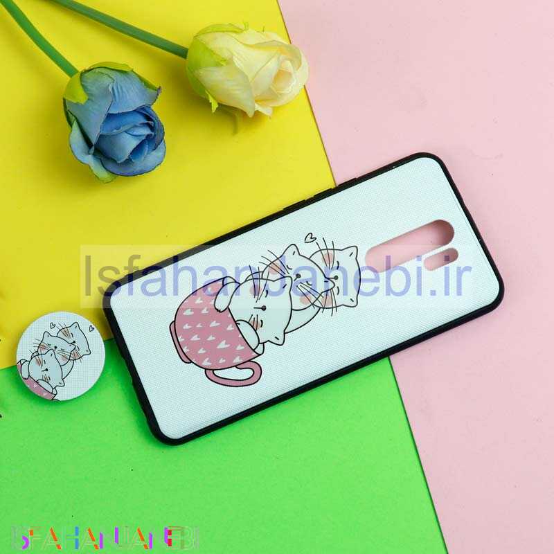 اصفهان جانبی-قاب فانتزی برجسته + پاپ سوکت طرح گربه شیائومی Redmi 9 سری D