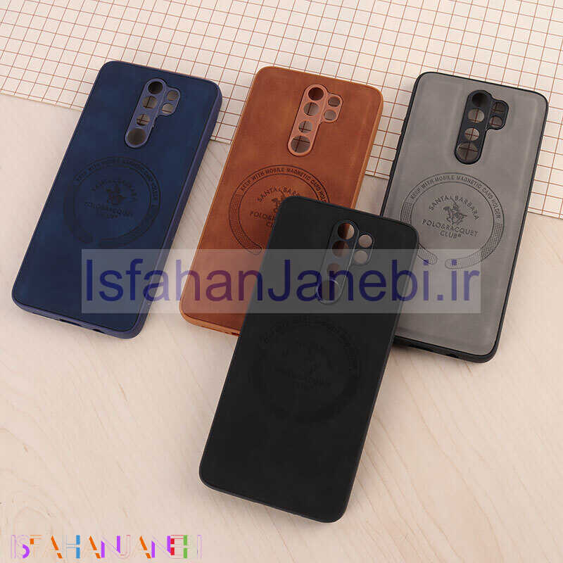 اصفهان جانبی-قاب چرمی Polo & Racquet Club شیائومی Redmi Note 8 Pro طرح مگ سیف محافظ لنزدار