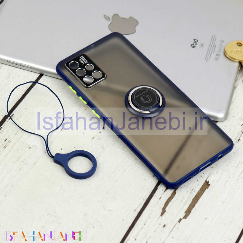 اصفهان جانبی-قاب مات محافظ لنزدار فلزی + هولدر و آویز حلقه ای Samsung Galaxy A71