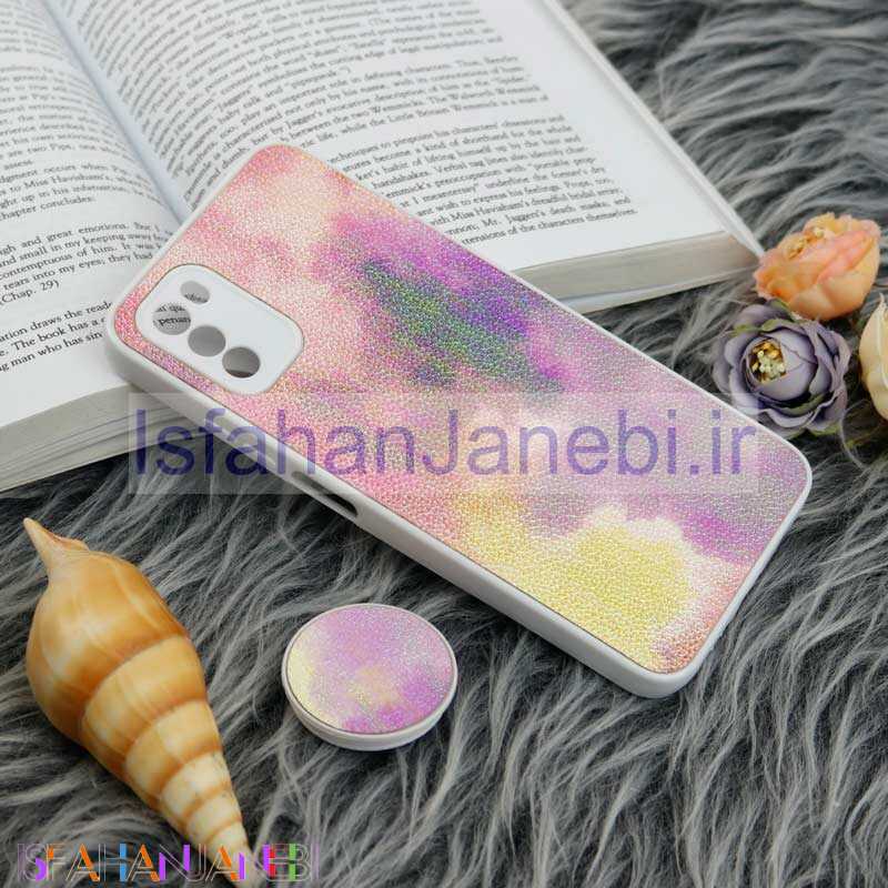 اصفهان جانبی-قاب چرمی هولوگرامی پاپ سوکت دار Xiaomi Poco M3 سفید