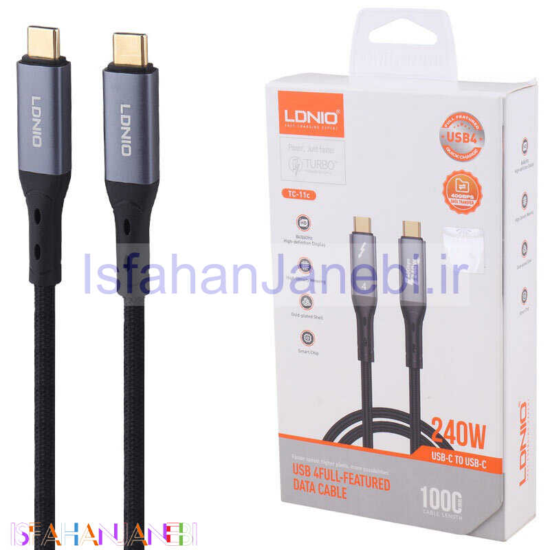 اصفهان جانبی-کابل تبدیل فست شارژ Ldnio TC-11C Type-C To Type-C 5A 240W 1m