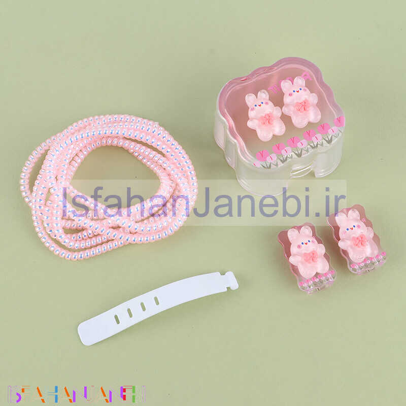 اصفهان جانبی-ست محافظ کابل و کلگی شارژر آیفون طرح خرگوش فانتزی شفاف