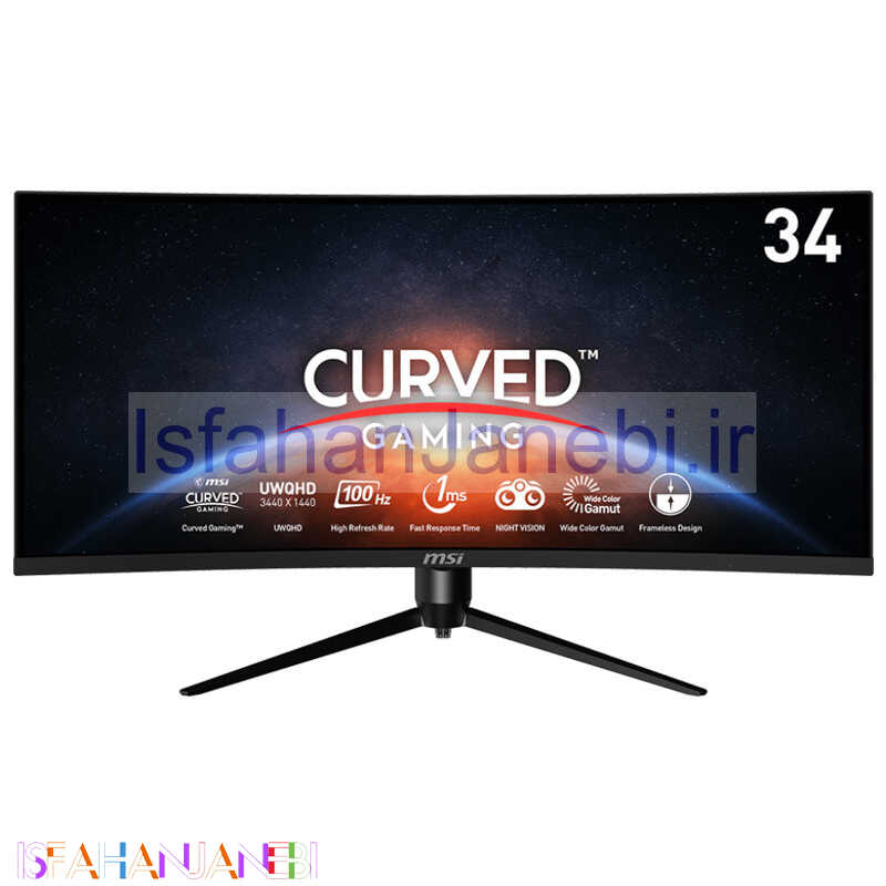 اصفهان جانبی-مانیتور گیمینگ خمیده ام اس آی MAG342CQPV سایز 34 اینچ