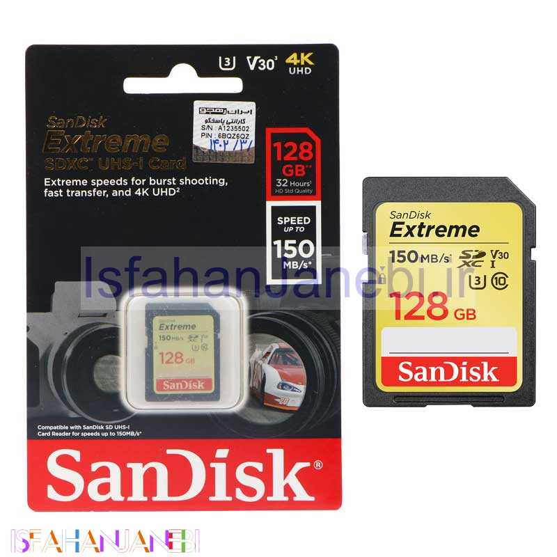 اصفهان جانبی-رم اس دی 128 گیگ سن دیسک SanDisk Extreme SD U3 150MB/s