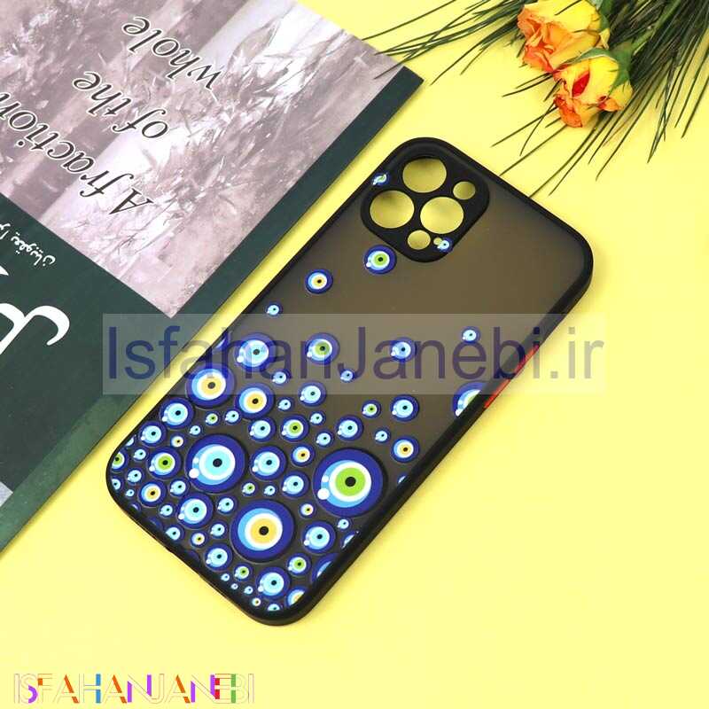 اصفهان جانبی-قاب PC مات محافظ لنزدار طرحدار چشم و نظر آیفون iPhone 12 Pro