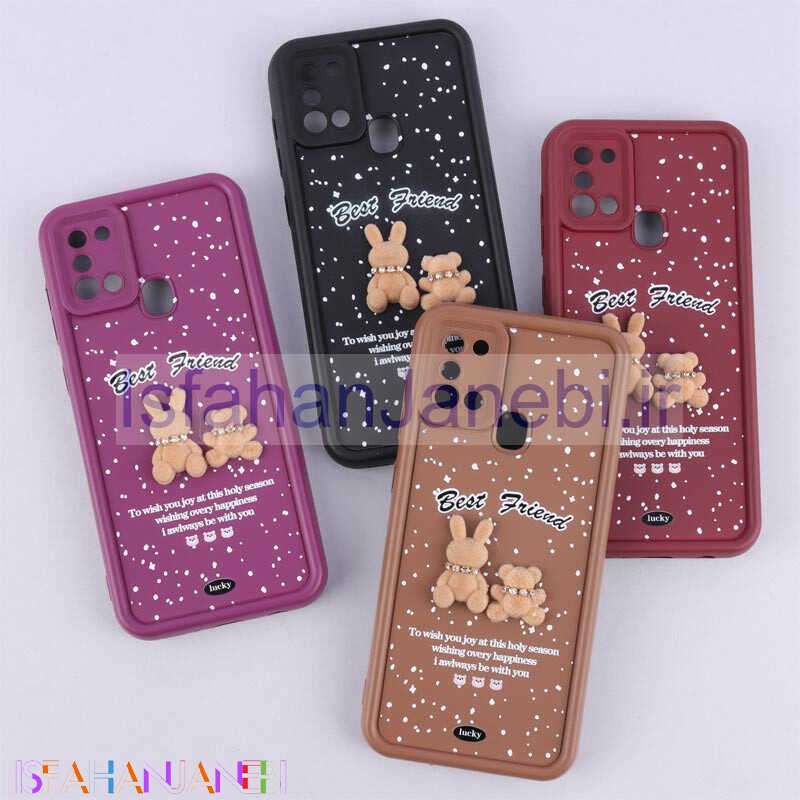 اصفهان جانبی-قاب سولید کیس عروسکی پشمالو محافظ لنزدار Samsung Galaxy A21s