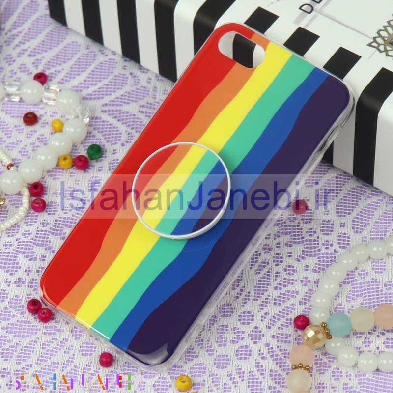 اصفهان جانبی-قاب سوپر IMD دور شفاف پاپ سوکت دار iPhone 7/8 رنگین کمانی