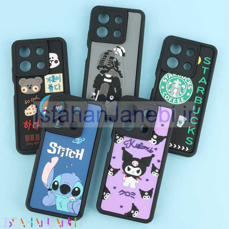 اصفهان جانبی-قاب سولید طرح دار برجسته محافظ لنزدار Xiaomi Redmi Note 13 5G