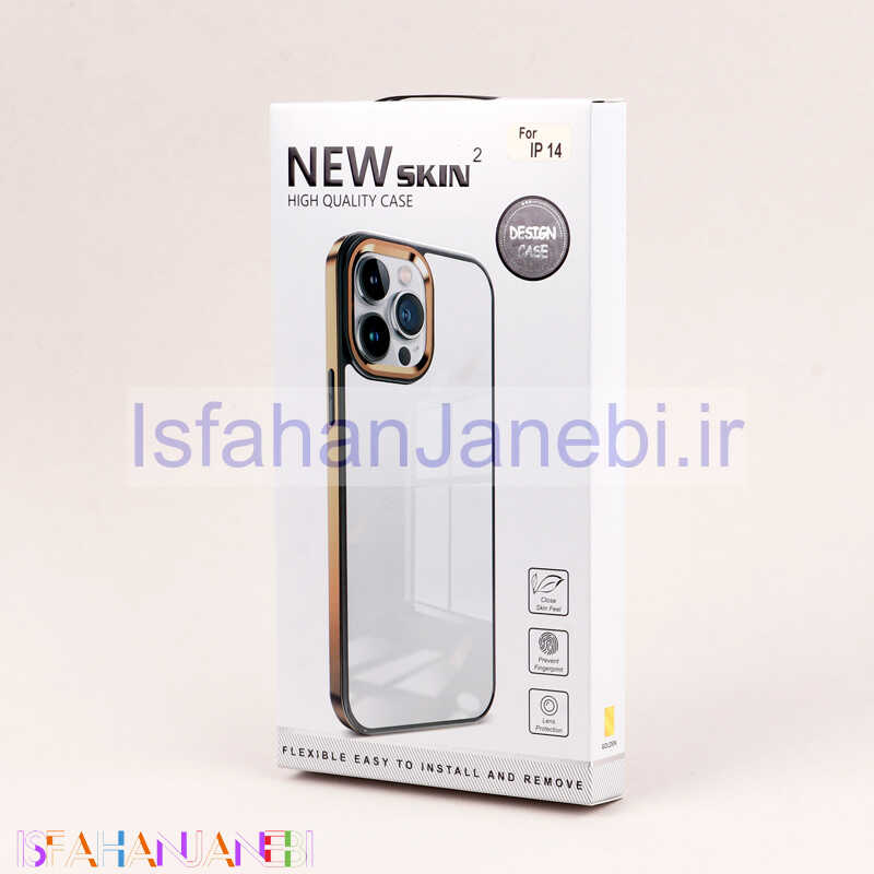 اصفهان جانبی-قاب PC متال ایرون New Skin دور رنگی پشت شفاف iPhone 14
