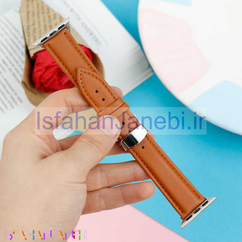 اصفهان جانبی-بند اپل واچ چرمی قفلی پروانه ای 38/40mm