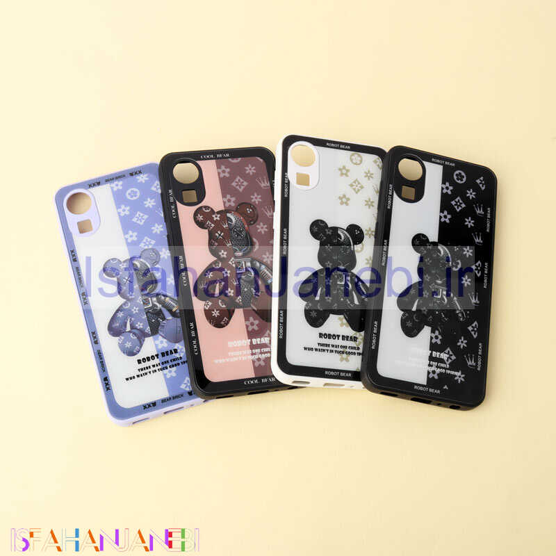 اصفهان جانبی-قاب پشت گلسی Robot Bear محافظ لنزدار Samsung Galaxy A03 Core
