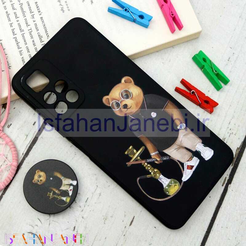 اصفهان جانبی-قاب سیلیکونی مشکی طرح Baron + پاپ سوکت Xiaomi Redmi 10